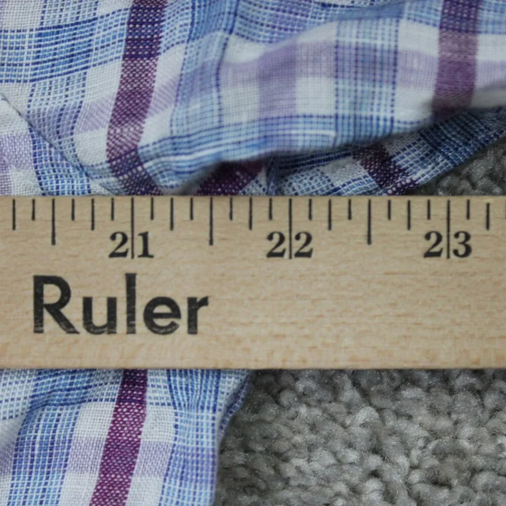 Banana Republic Camden Standard Fit Shirt Mens Medium‎ Red/Blue 100% Linen L/S